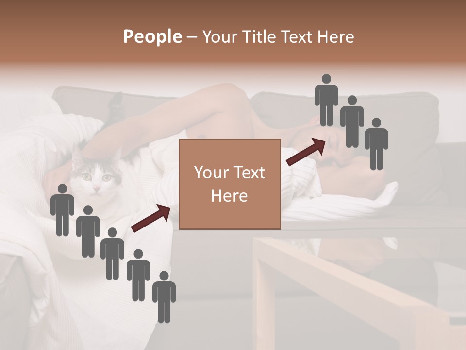Man On Couch With Cat PowerPoint Template