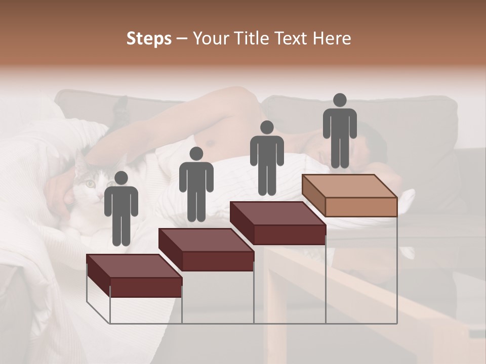 Man On Couch With Cat PowerPoint Template