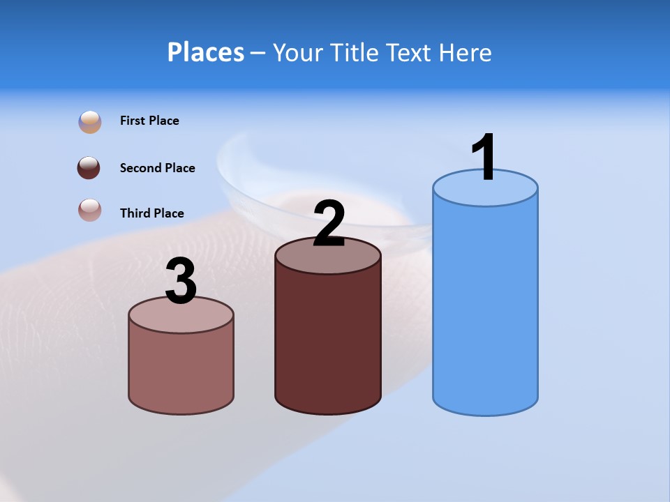 Finger Holding Contact Lens Over Blue Background PowerPoint Template