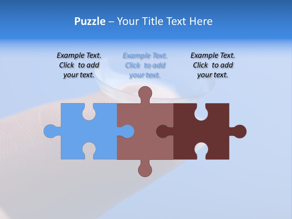 Finger Holding Contact Lens Over Blue Background PowerPoint Template