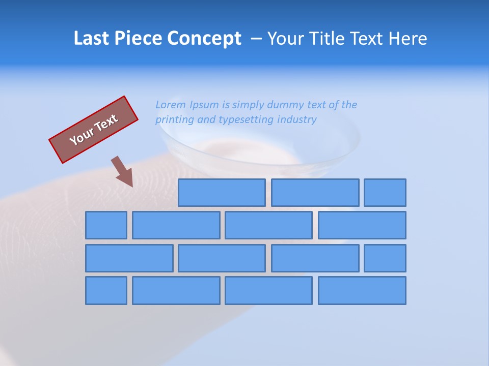 Finger Holding Contact Lens Over Blue Background PowerPoint Template