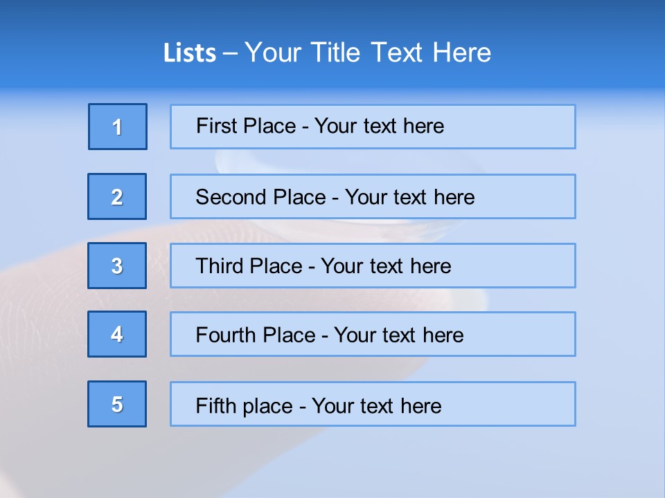 Finger Holding Contact Lens Over Blue Background PowerPoint Template