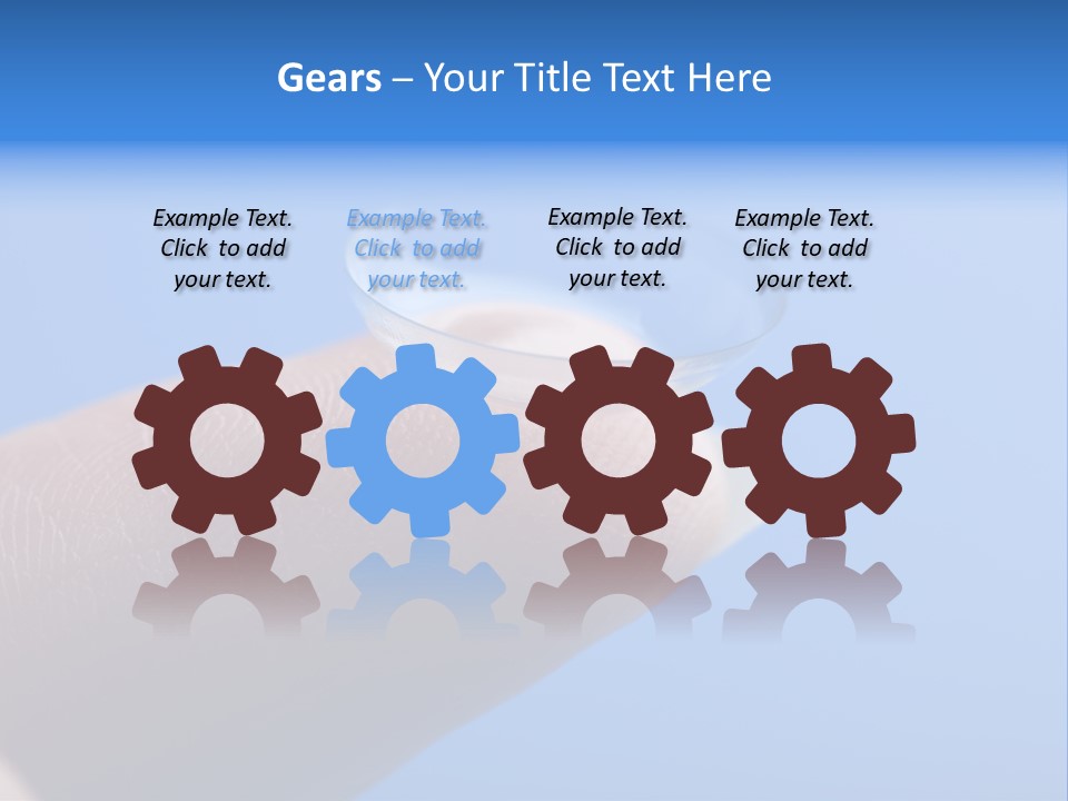 Finger Holding Contact Lens Over Blue Background PowerPoint Template