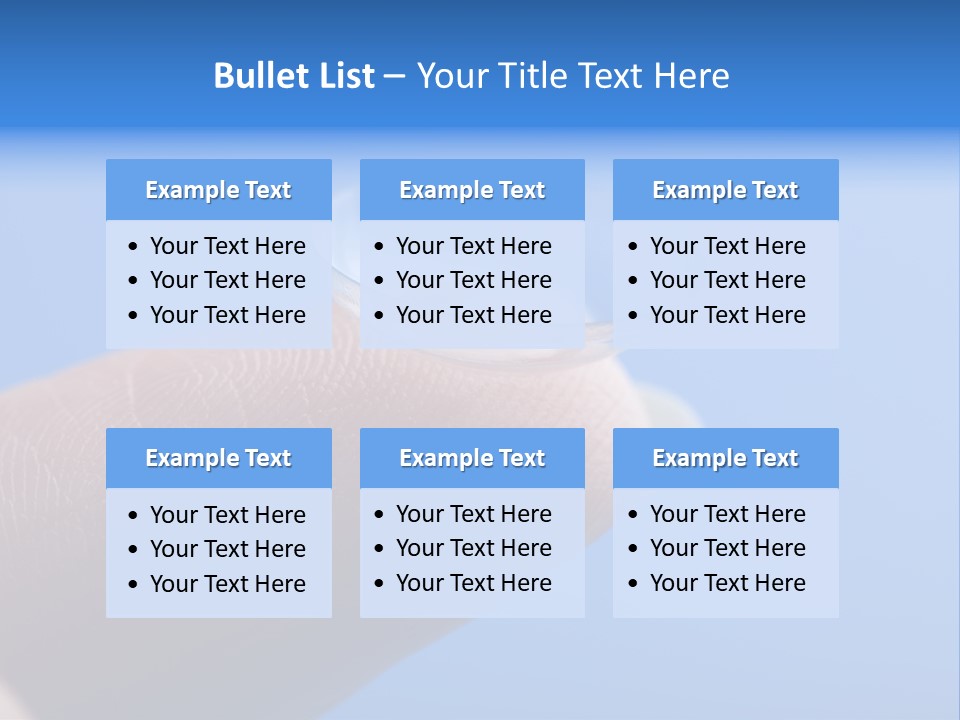 Finger Holding Contact Lens Over Blue Background PowerPoint Template