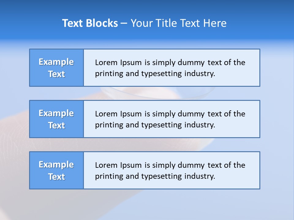 Finger Holding Contact Lens Over Blue Background PowerPoint Template