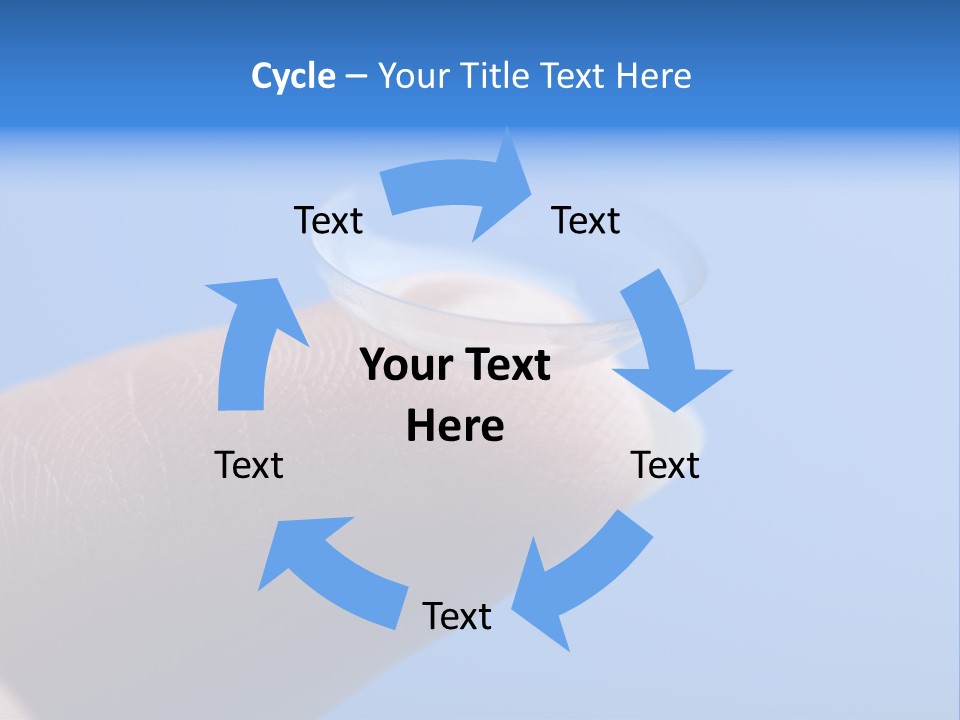 Finger Holding Contact Lens Over Blue Background PowerPoint Template
