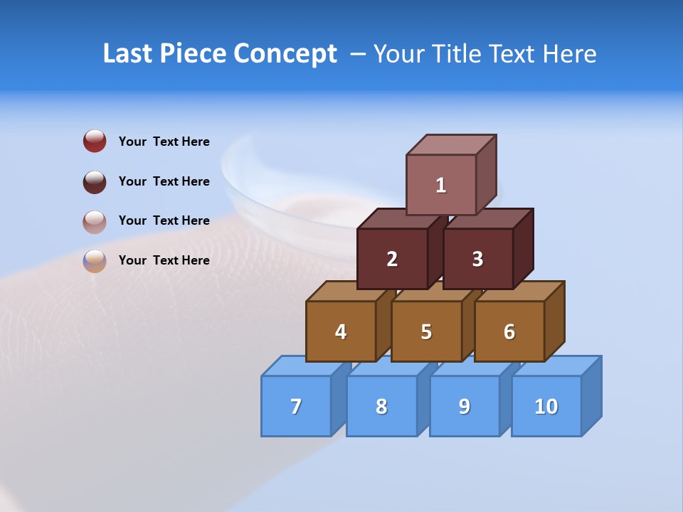 Finger Holding Contact Lens Over Blue Background PowerPoint Template