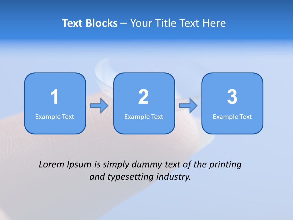 Finger Holding Contact Lens Over Blue Background PowerPoint Template