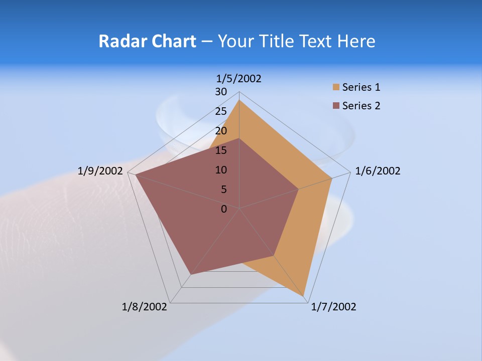 Finger Holding Contact Lens Over Blue Background PowerPoint Template