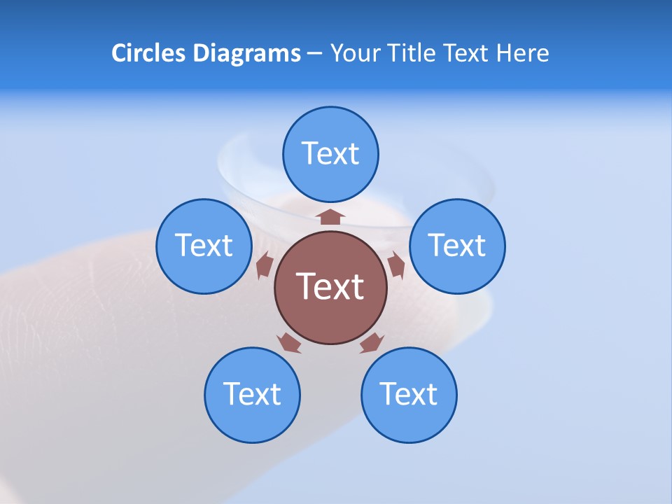 Finger Holding Contact Lens Over Blue Background PowerPoint Template