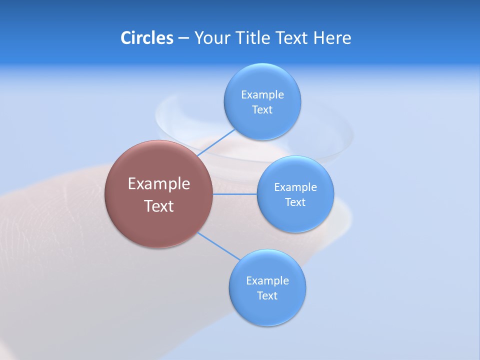 Finger Holding Contact Lens Over Blue Background PowerPoint Template