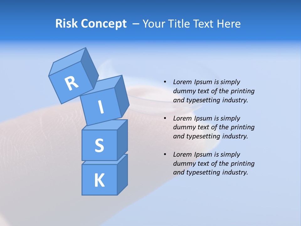 Finger Holding Contact Lens Over Blue Background PowerPoint Template