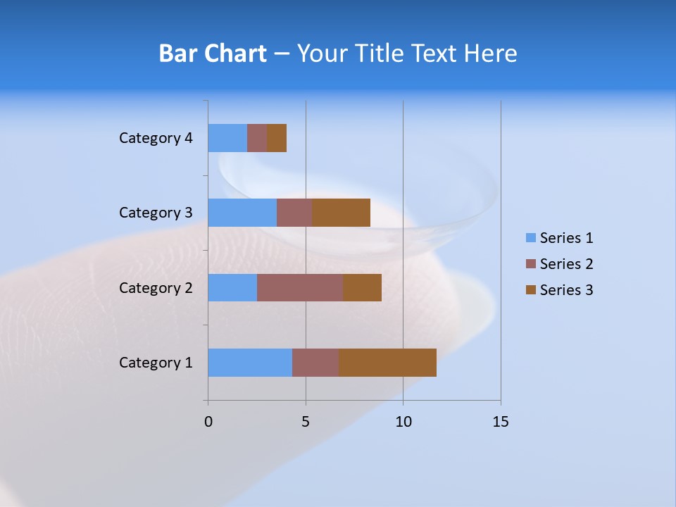 Finger Holding Contact Lens Over Blue Background PowerPoint Template