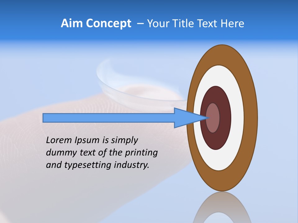 Finger Holding Contact Lens Over Blue Background PowerPoint Template