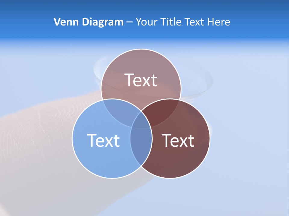 Finger Holding Contact Lens Over Blue Background PowerPoint Template