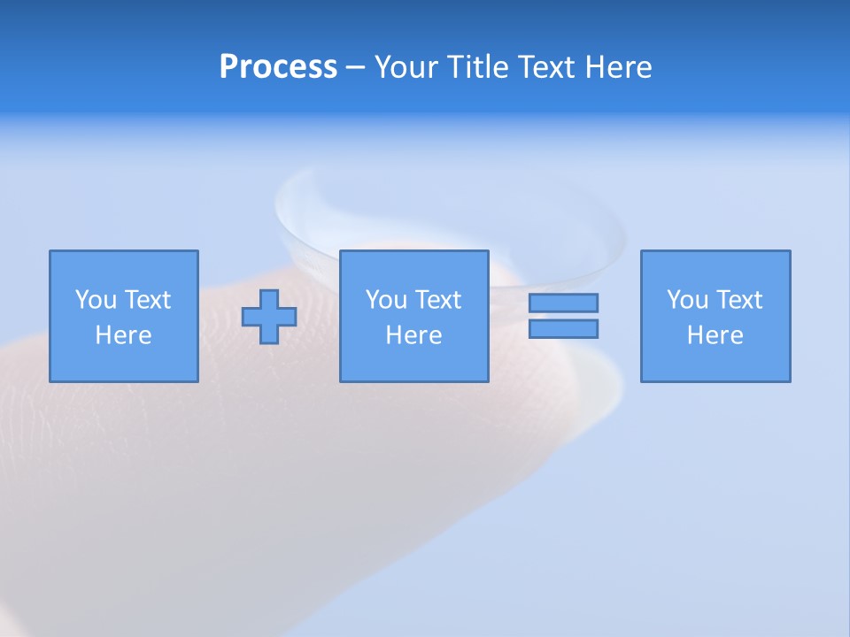 Finger Holding Contact Lens Over Blue Background PowerPoint Template
