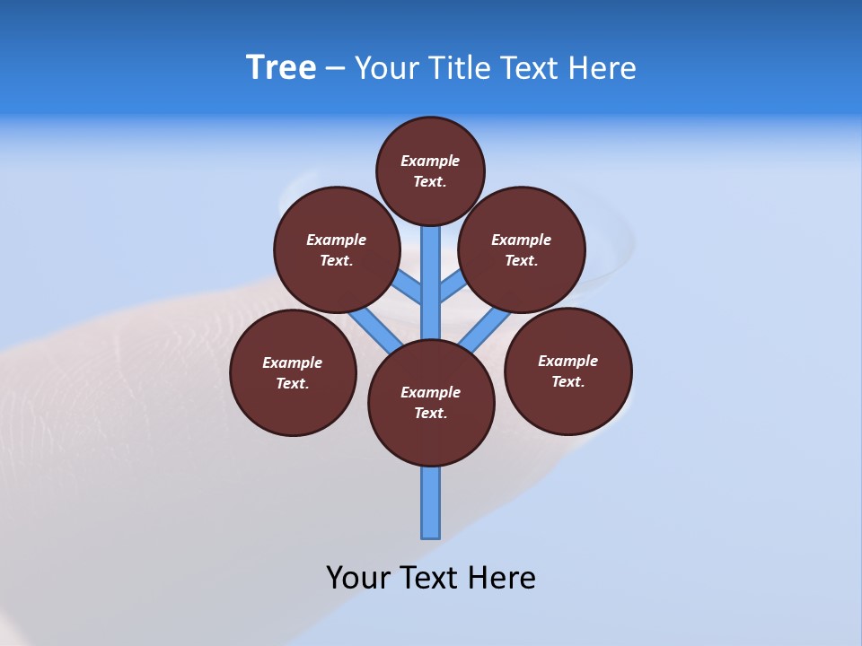 Finger Holding Contact Lens Over Blue Background PowerPoint Template