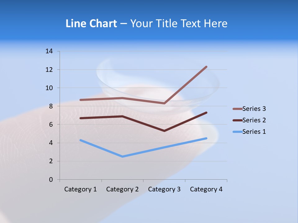Finger Holding Contact Lens Over Blue Background PowerPoint Template