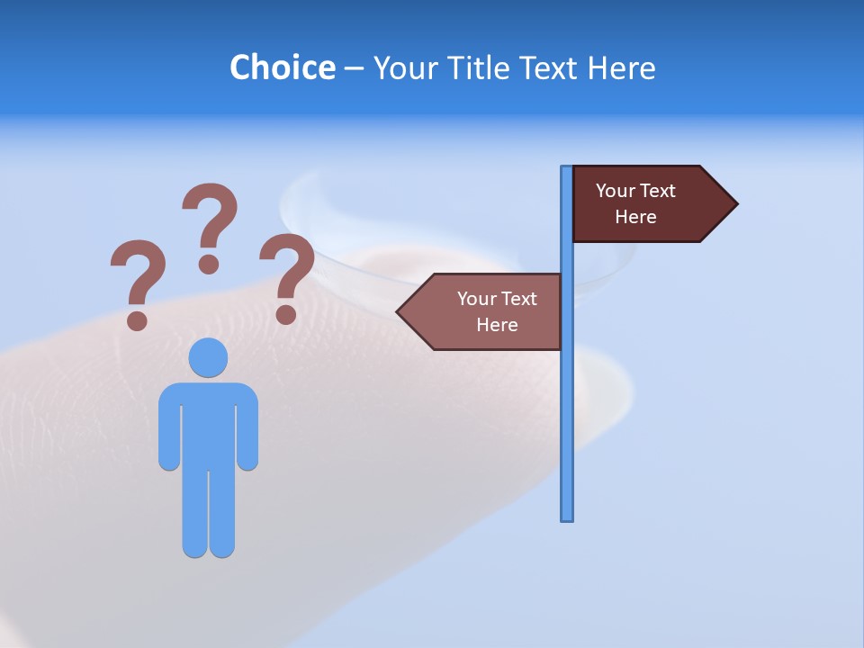 Finger Holding Contact Lens Over Blue Background PowerPoint Template