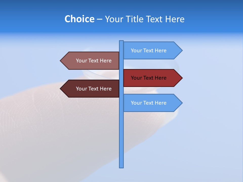 Finger Holding Contact Lens Over Blue Background PowerPoint Template