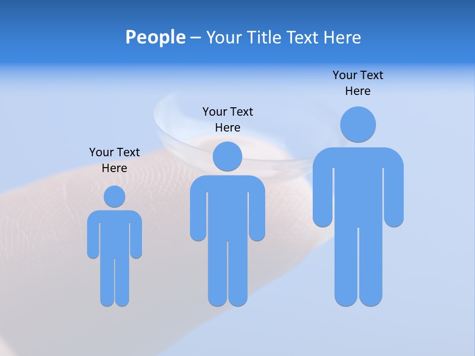 Finger Holding Contact Lens Over Blue Background PowerPoint Template