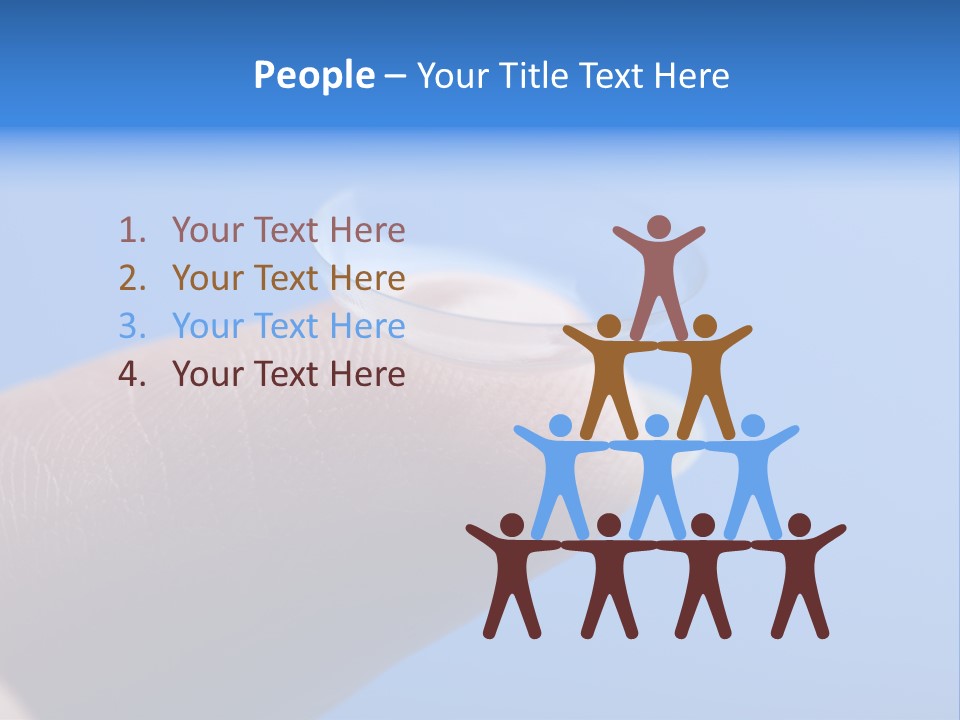 Finger Holding Contact Lens Over Blue Background PowerPoint Template