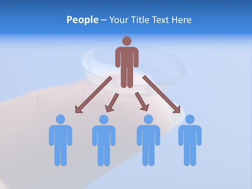 Finger Holding Contact Lens Over Blue Background PowerPoint Template