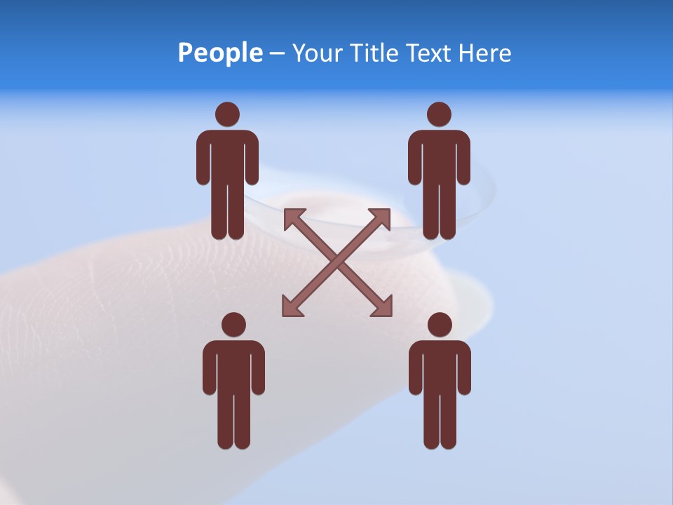 Finger Holding Contact Lens Over Blue Background PowerPoint Template