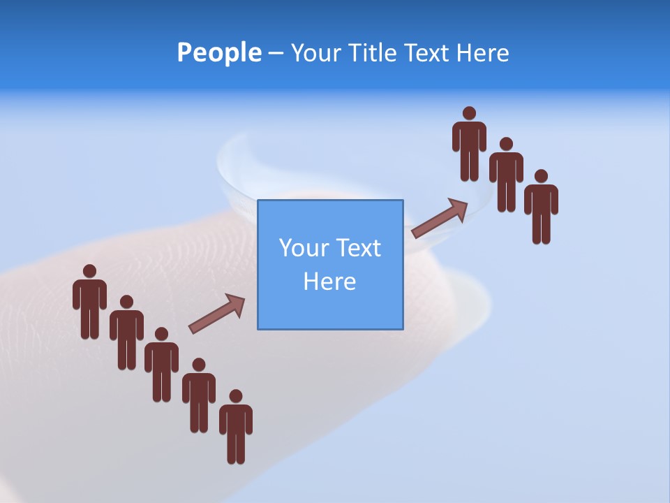 Finger Holding Contact Lens Over Blue Background PowerPoint Template