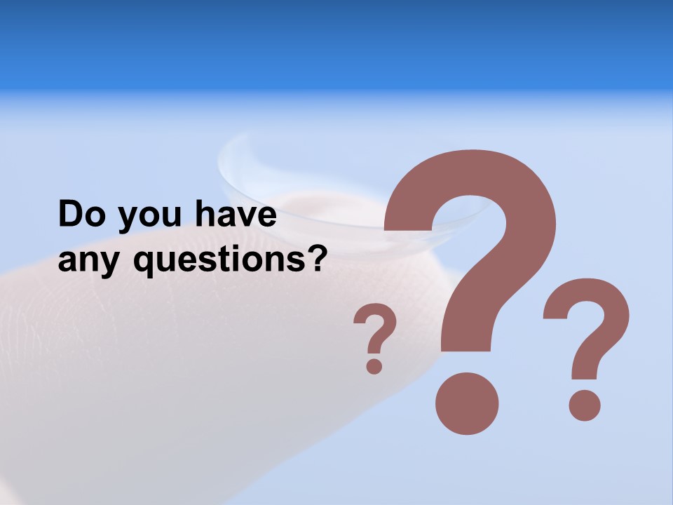 Finger Holding Contact Lens Over Blue Background PowerPoint Template