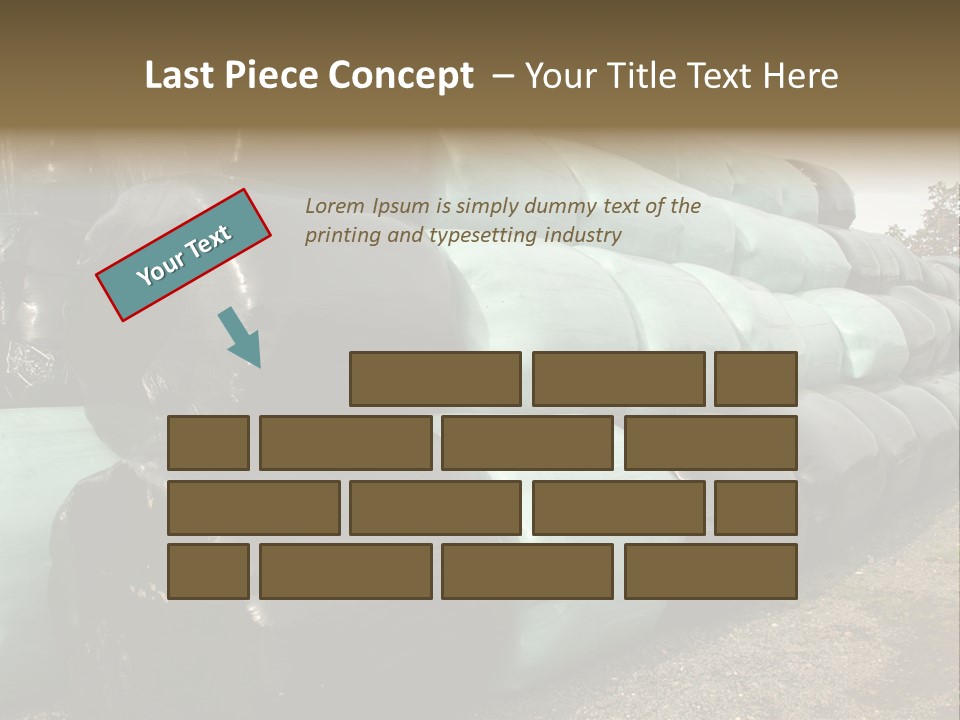 Circular Bales Of Hay Wrapped In Blue And Black Colored Plastic PowerPoint Template