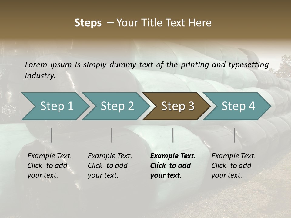 Circular Bales Of Hay Wrapped In Blue And Black Colored Plastic PowerPoint Template