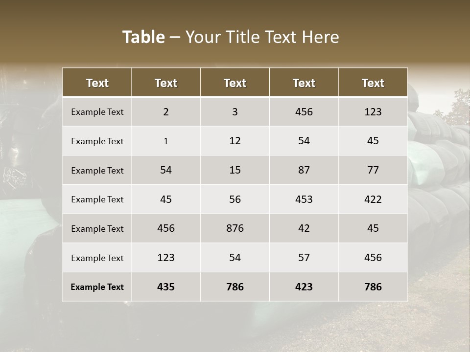 Circular Bales Of Hay Wrapped In Blue And Black Colored Plastic PowerPoint Template