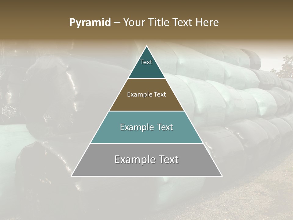 Circular Bales Of Hay Wrapped In Blue And Black Colored Plastic PowerPoint Template