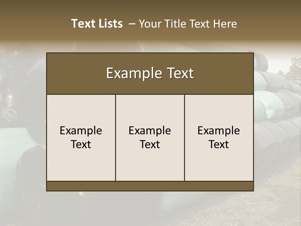 Circular Bales Of Hay Wrapped In Blue And Black Colored Plastic PowerPoint Template