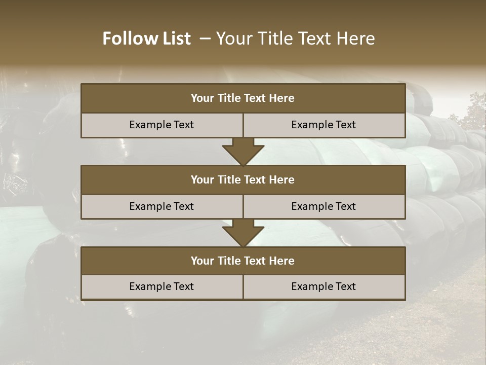 Circular Bales Of Hay Wrapped In Blue And Black Colored Plastic PowerPoint Template
