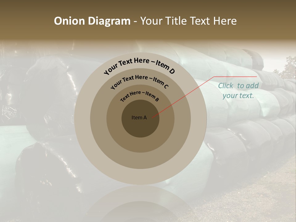 Circular Bales Of Hay Wrapped In Blue And Black Colored Plastic PowerPoint Template