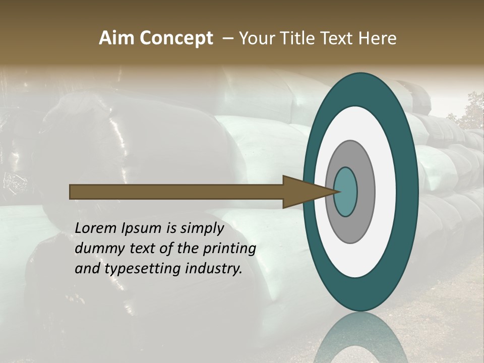 Circular Bales Of Hay Wrapped In Blue And Black Colored Plastic PowerPoint Template