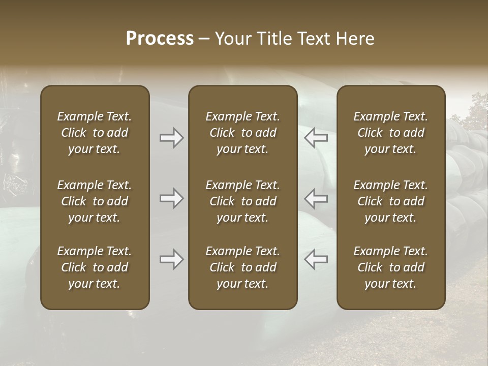 Circular Bales Of Hay Wrapped In Blue And Black Colored Plastic PowerPoint Template