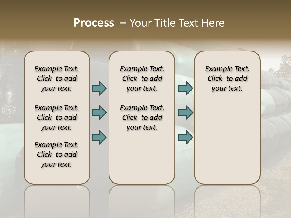 Circular Bales Of Hay Wrapped In Blue And Black Colored Plastic PowerPoint Template