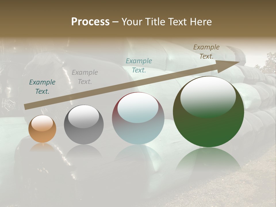 Circular Bales Of Hay Wrapped In Blue And Black Colored Plastic PowerPoint Template