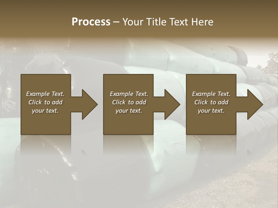 Circular Bales Of Hay Wrapped In Blue And Black Colored Plastic PowerPoint Template