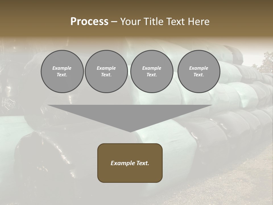 Circular Bales Of Hay Wrapped In Blue And Black Colored Plastic PowerPoint Template