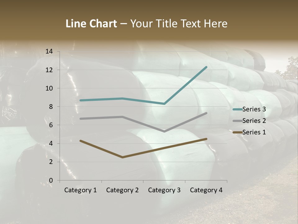 Circular Bales Of Hay Wrapped In Blue And Black Colored Plastic PowerPoint Template