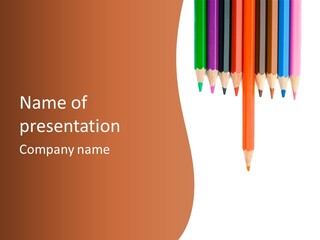 Joint Crayons Aligned With The Orange Leaving PowerPoint Template