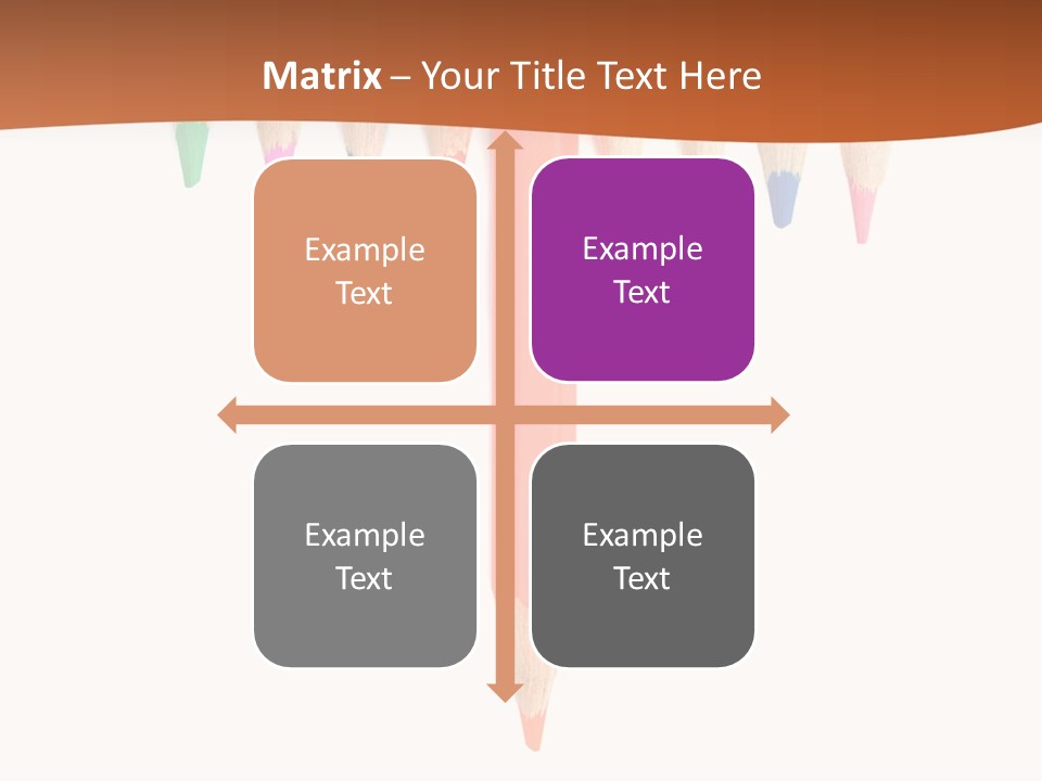 Joint Crayons Aligned With The Orange Leaving PowerPoint Template