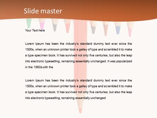 Joint Crayons Aligned With The Orange Leaving PowerPoint Template