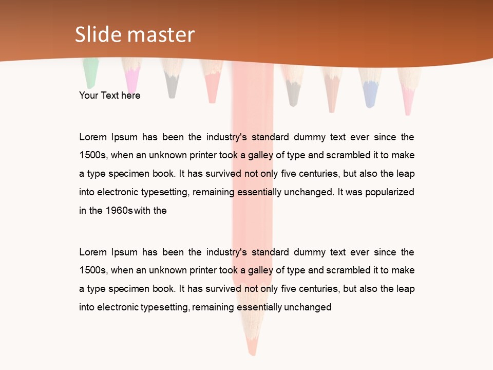 Joint Crayons Aligned With The Orange Leaving PowerPoint Template