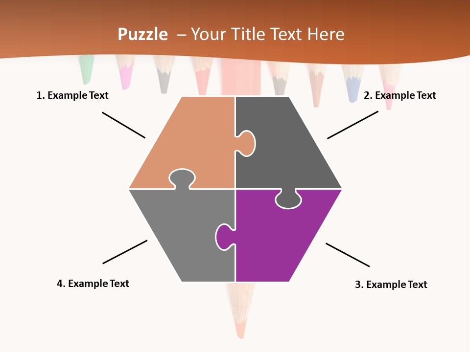 Joint Crayons Aligned With The Orange Leaving PowerPoint Template
