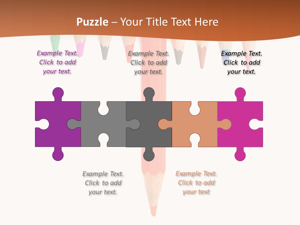 Joint Crayons Aligned With The Orange Leaving PowerPoint Template